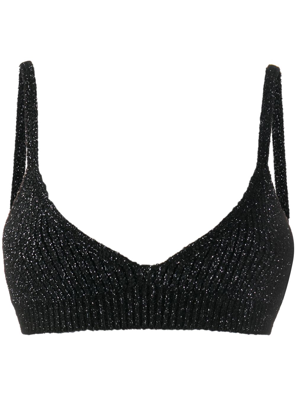 Ribbed knit cropped top - Metallic