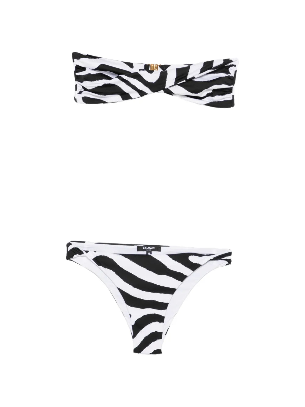 Zebra-Print Bandeau Bikini — Black