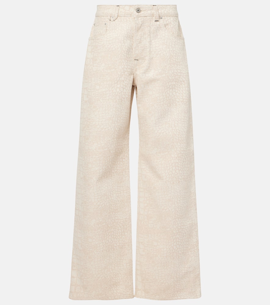 Croc-effect wide-leg jeans