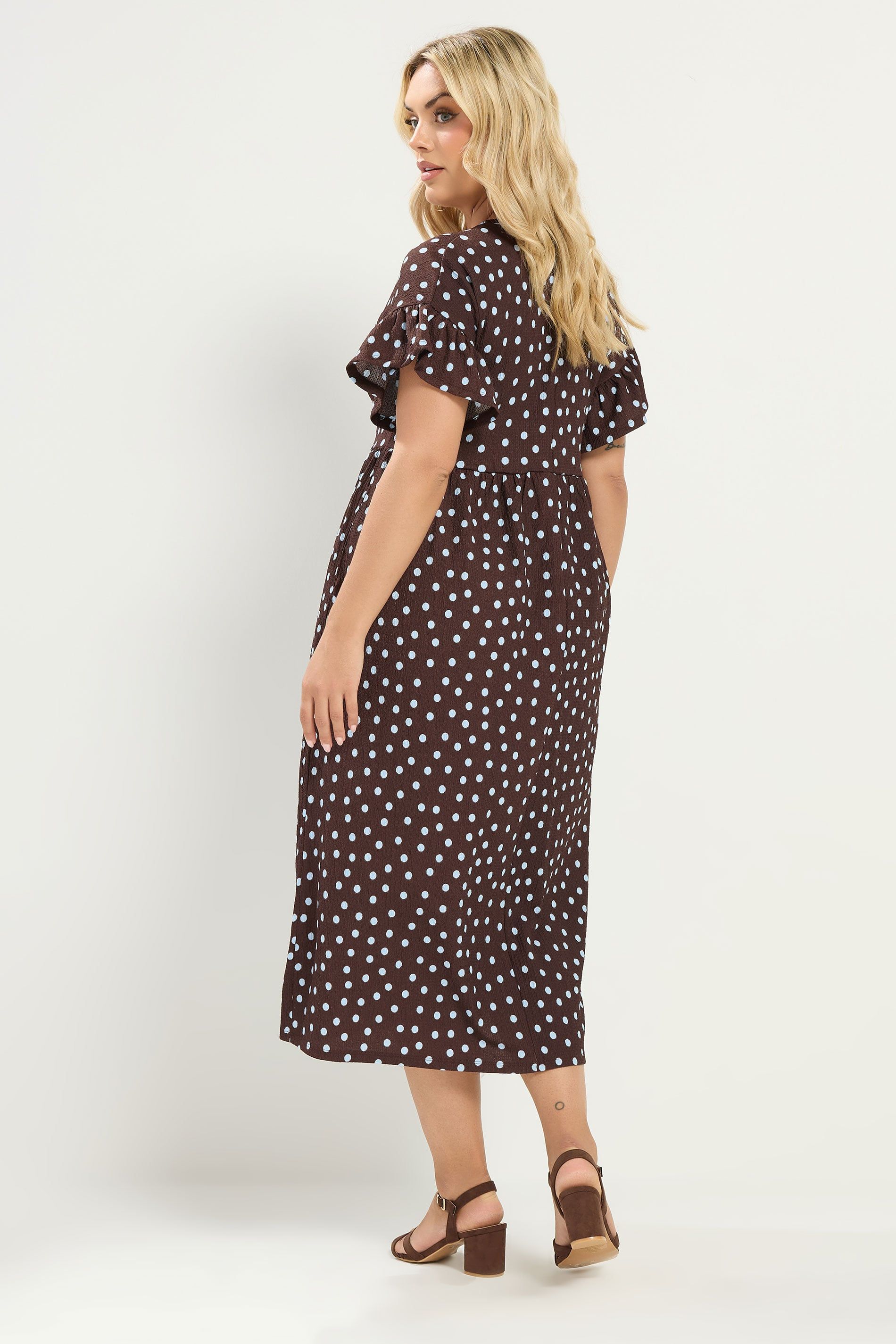 Yours Women's Polka Dot Maxi Dress in Chocolate