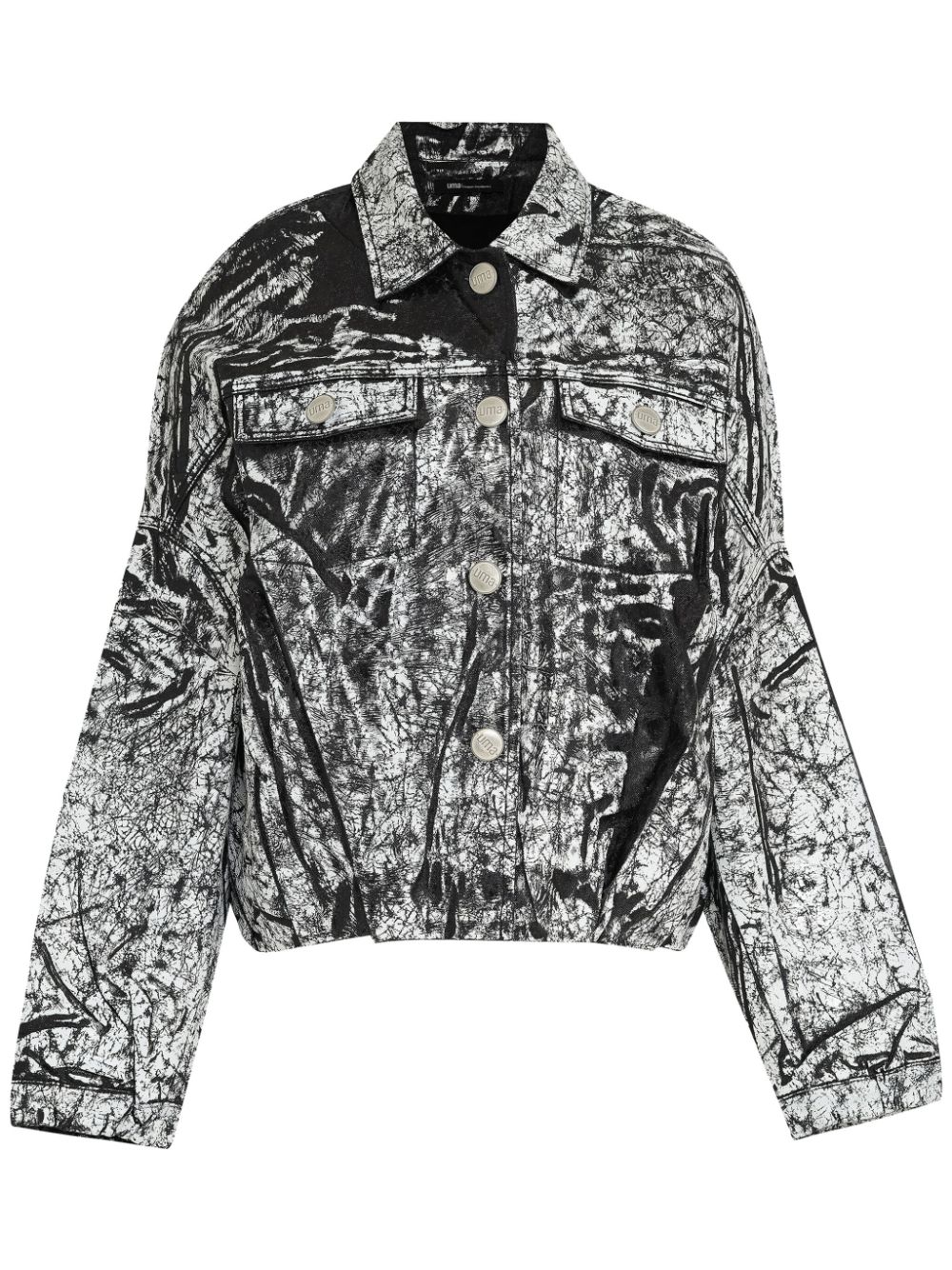 Abstract-print denim jacket - Black
