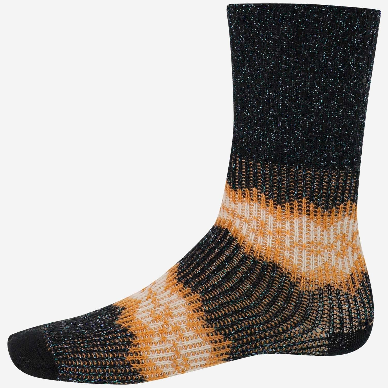 Wool-Blend Diamond-Pattern Socks — Black