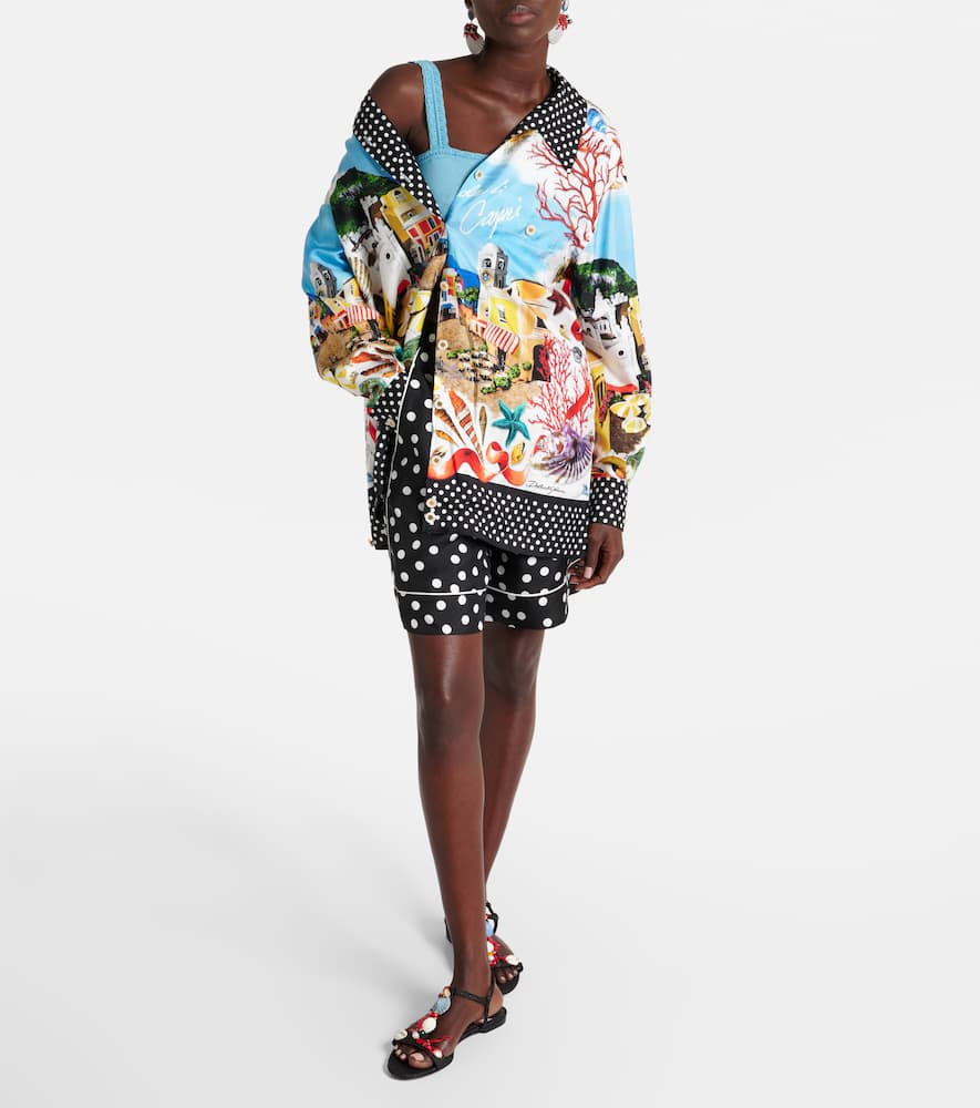 Capri printed silk satin shirt