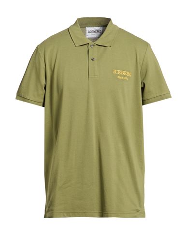 Man Polo shirt Military green Size 4XL Cotton