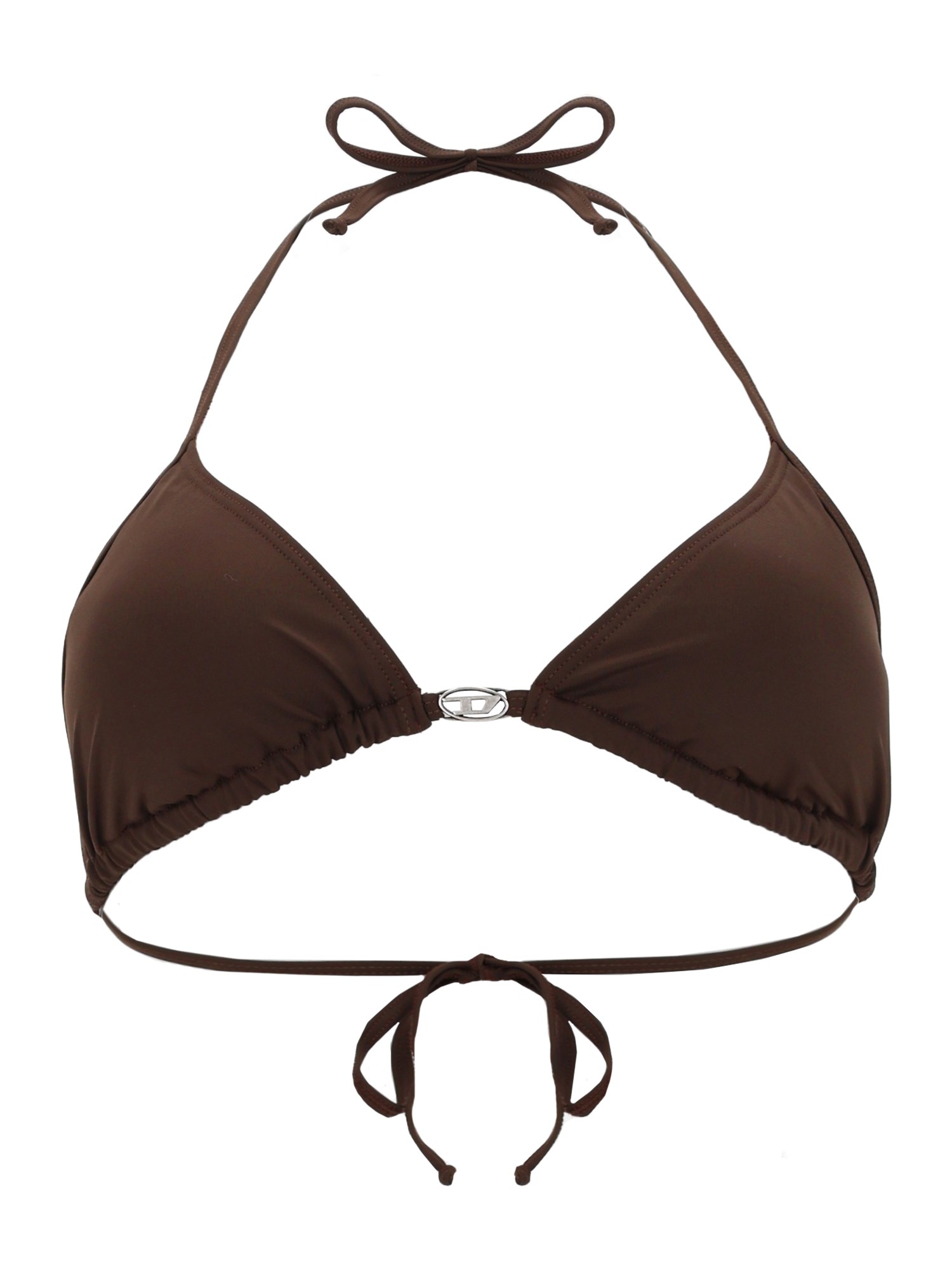 Top bikini in nylon con chiusura a laccetti