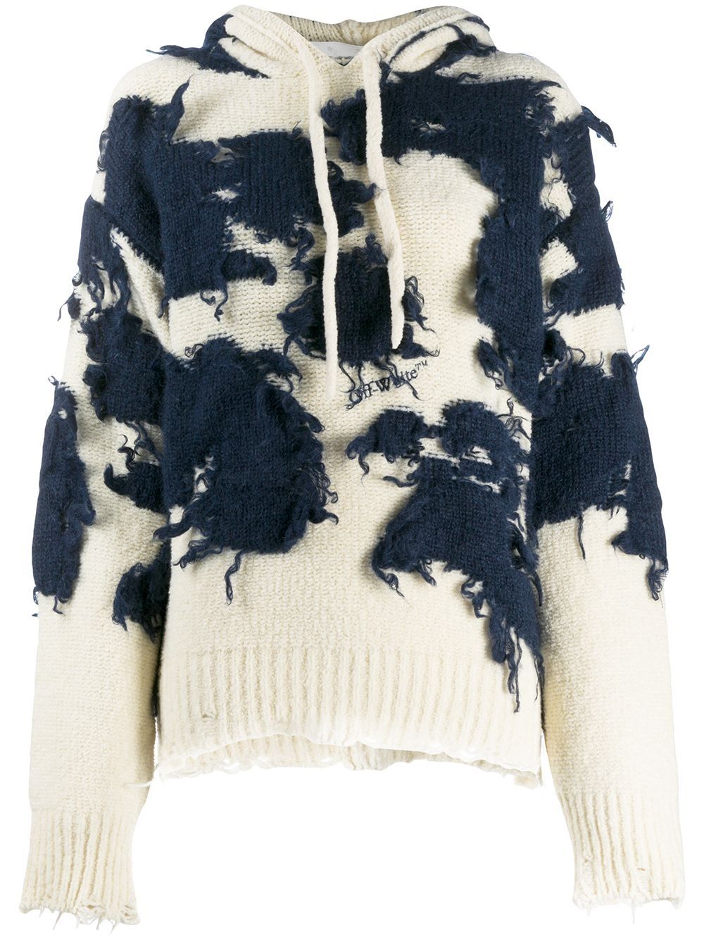 Patch-detail knitted hoodie