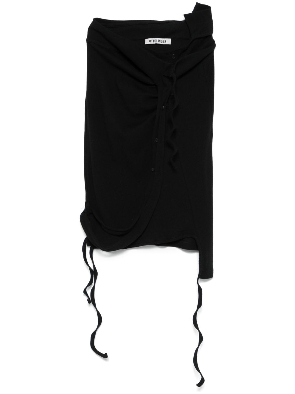 Ribbed Cotton Mini Skirt — Black