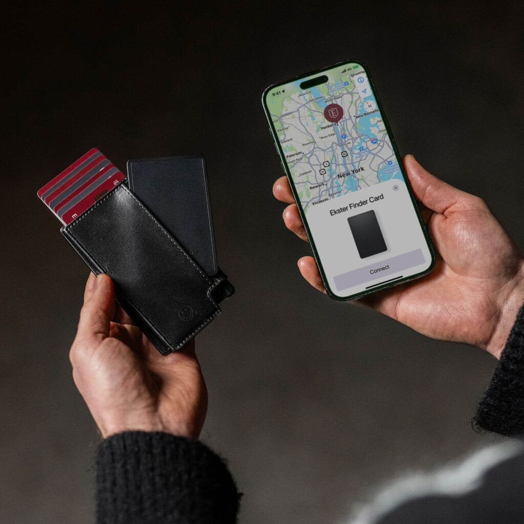 Men's Wallet - Smiley x Ekster Pro Premium Slim Men's Wallet Trackable Wallet Leather Smart Wallet RFID Blocking