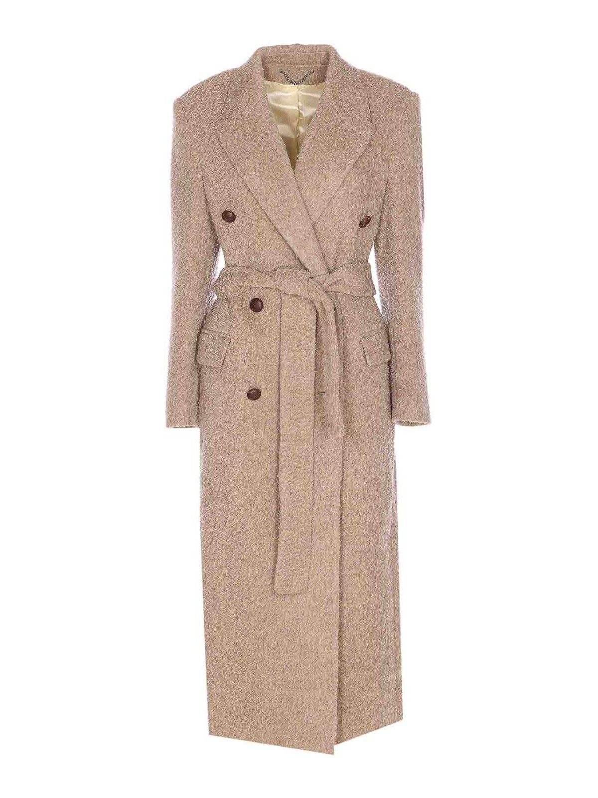 Beige Double Breatsed Button Coat
