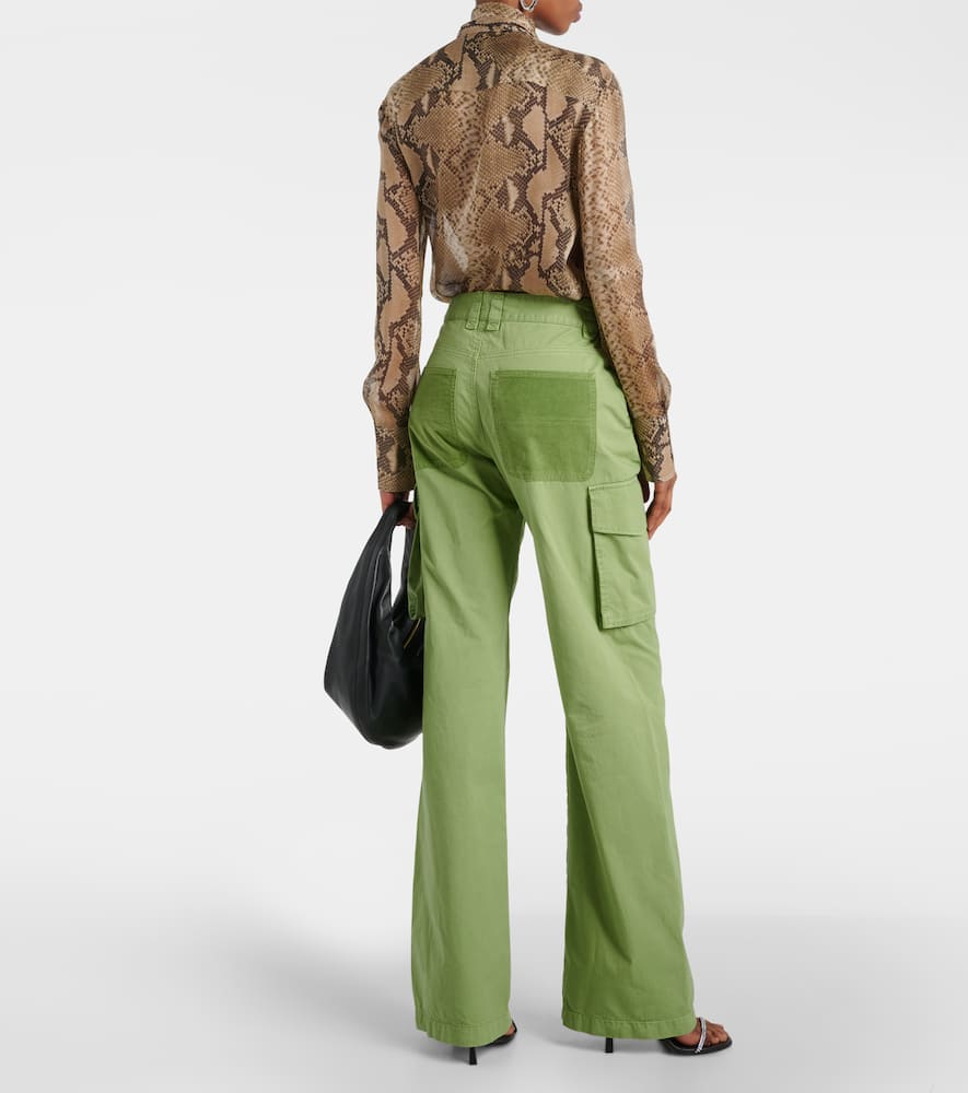 Mid-rise cotton canvas cargo pants