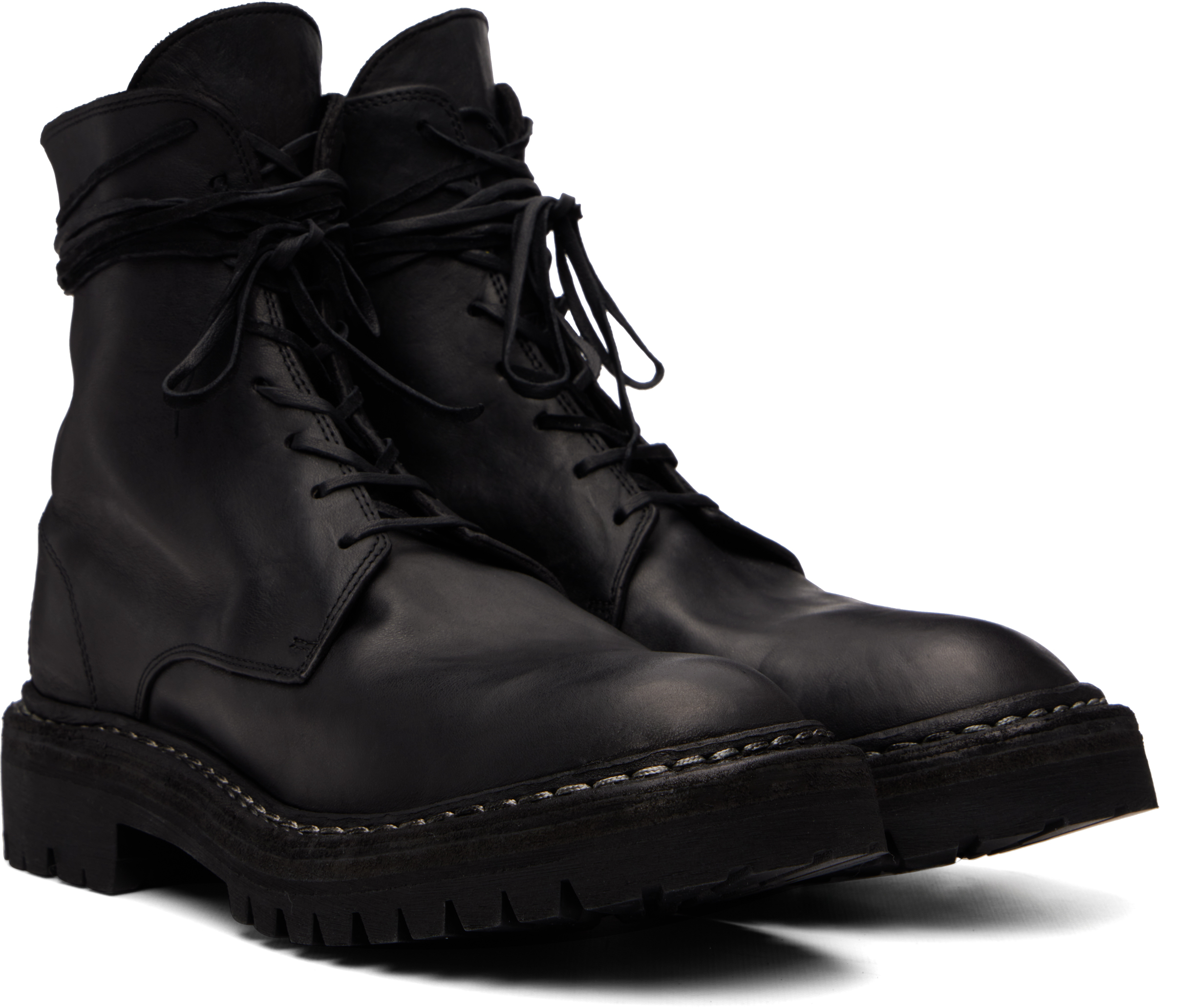 Black 795 Leather Laced Up Top-Ankle Boots
