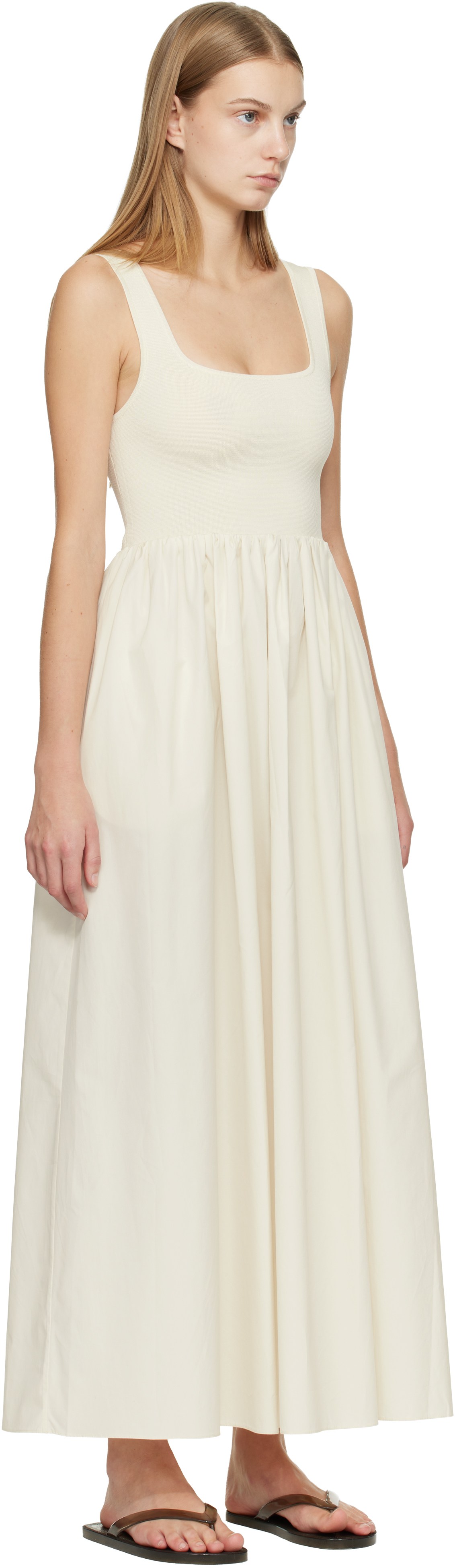Off-White Knit & Cotton Maxi Dress