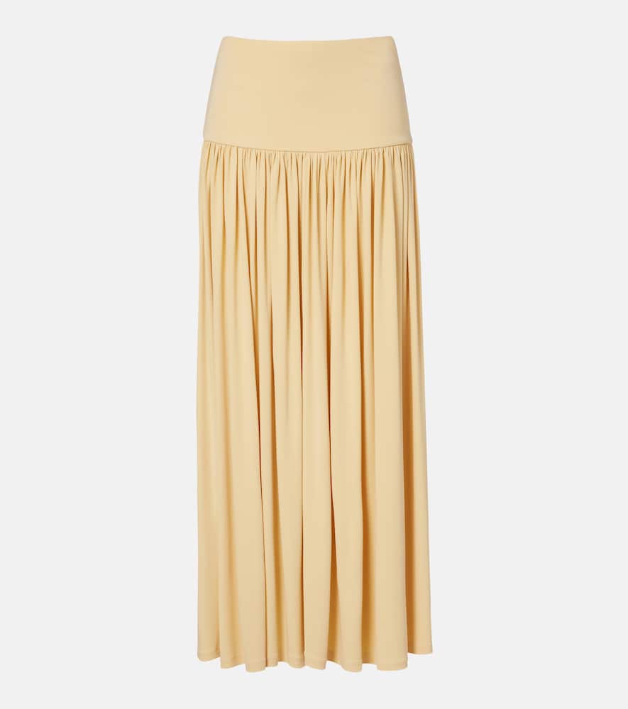 Gathered jersey maxi skirt