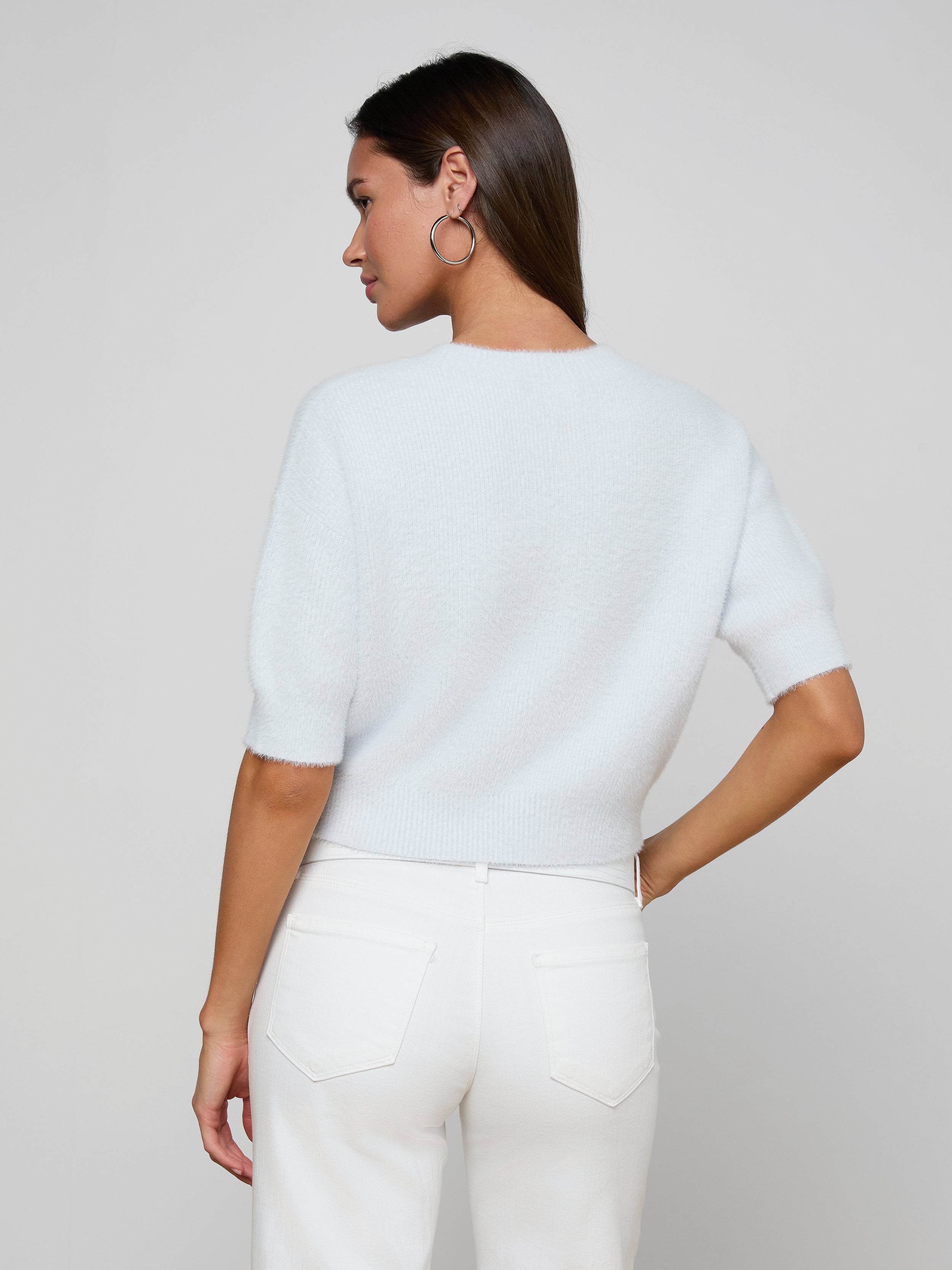 Guinevere Cropped Pullover In Pale Mist Blue