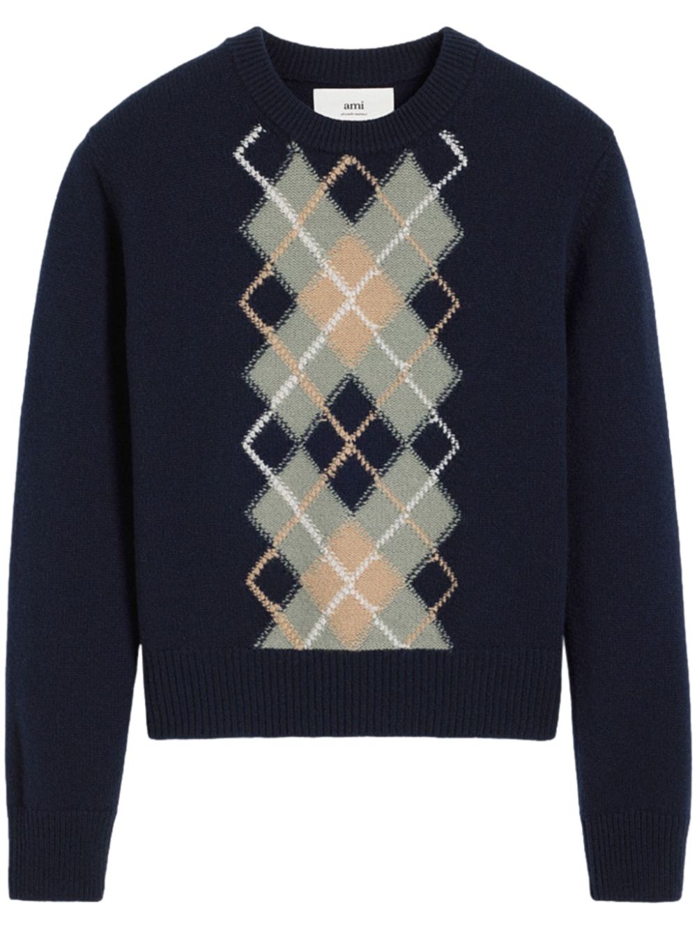 Argyle wool-cashmere blend jumper - Blue