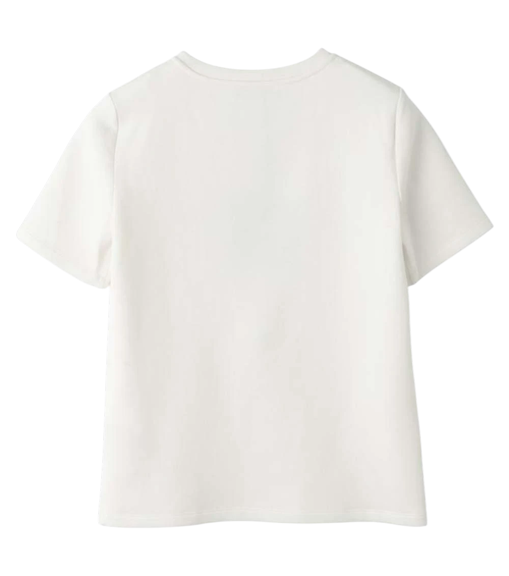 White Round Neck Logo T-shirt
