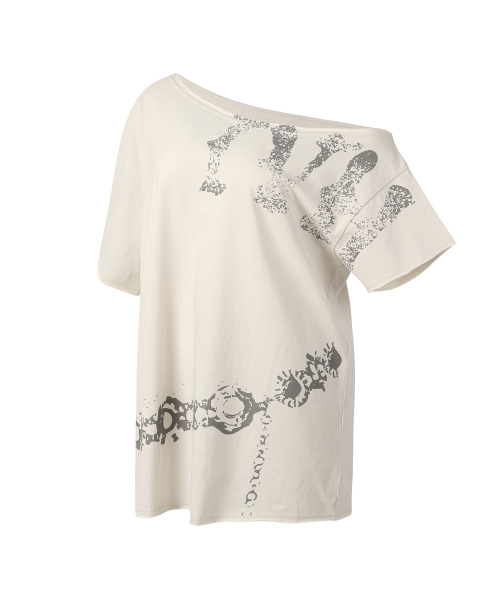 CUT-OFF LOOSE CHAIN TEE BEIGE