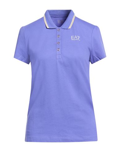 Woman Polo shirt Purple Size M Cotton, Elastane
