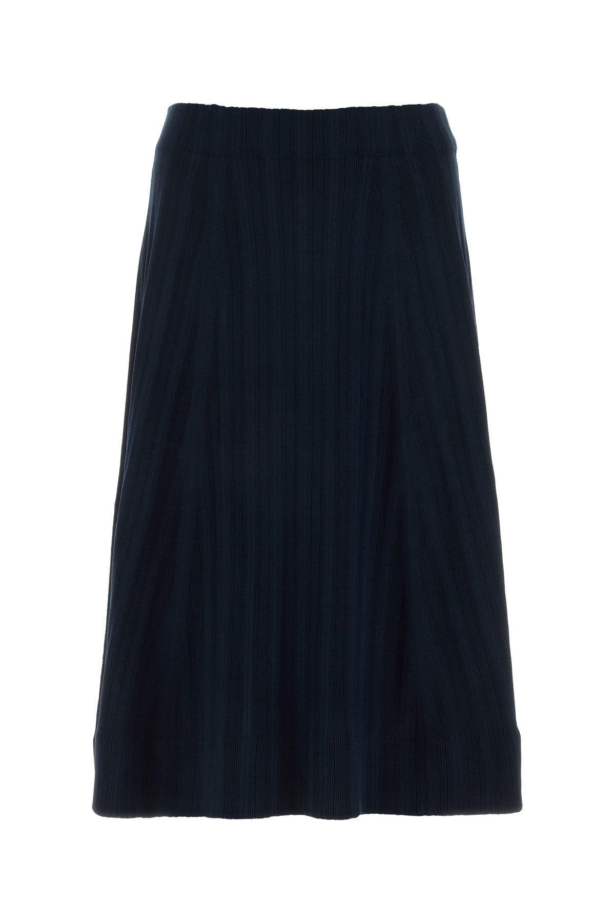 Pleated Silk Skirt — Navy