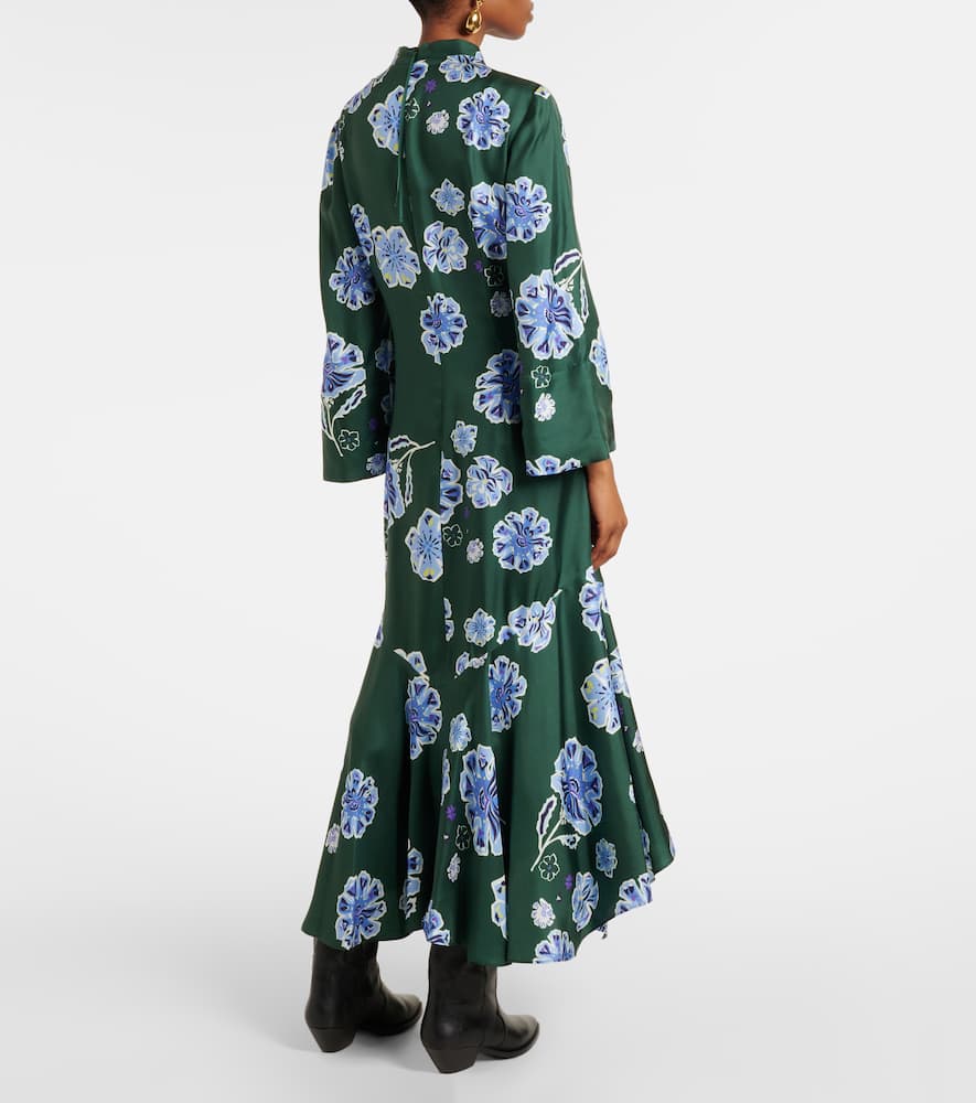 Big Garden floral silk twill midi dress