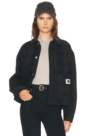 Carhartt WIP Everson Shirt Jacket in Everson Print Black - Black. L also in M