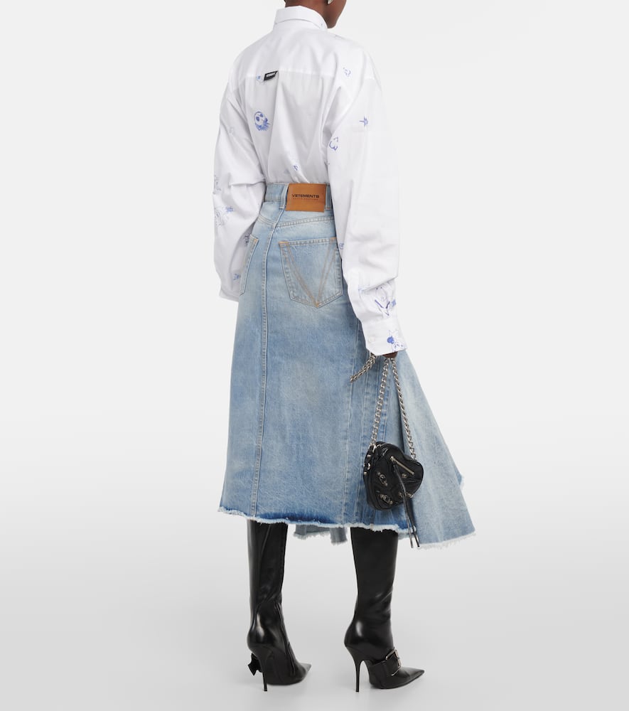 Denim midi skirt