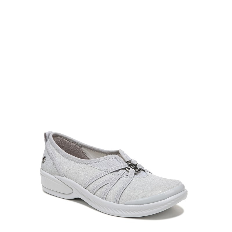 Women's Niche Slip On Shoes (Silver Shimmer Fabric)