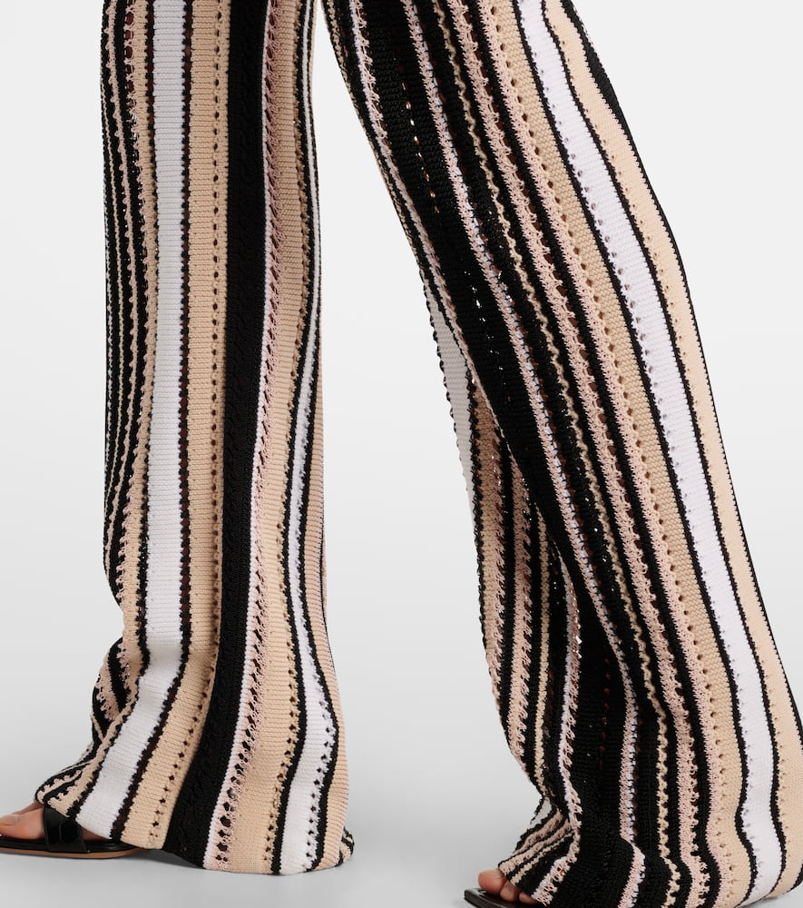 Striped cotton-blend straight pants