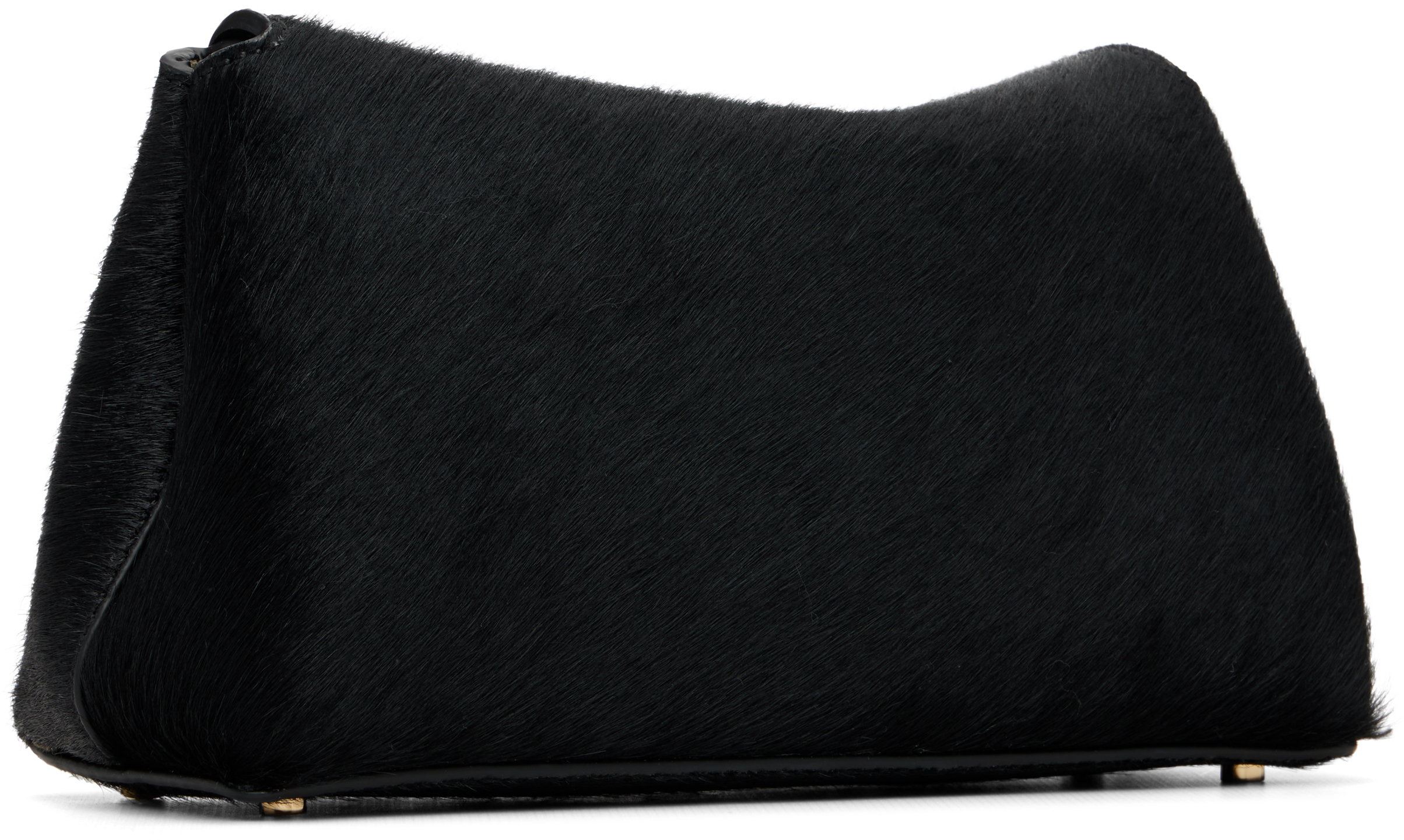 Black Mini T-Lock Pony Hair Clutch