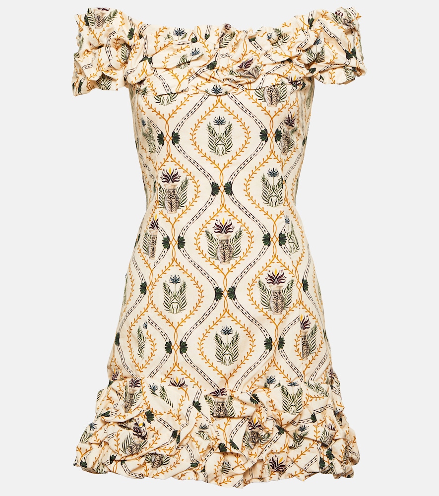 Jardín Jarrón printed poplin minidress