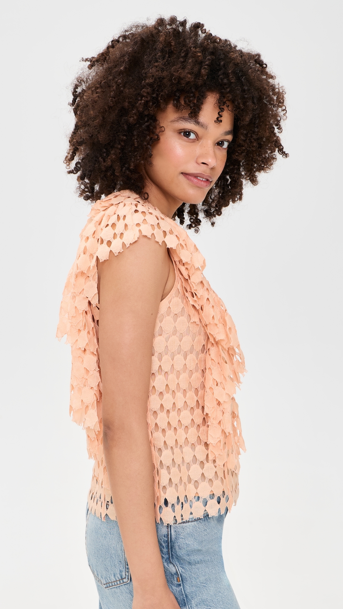 Daevy Silk-Lined Lace Top Blush