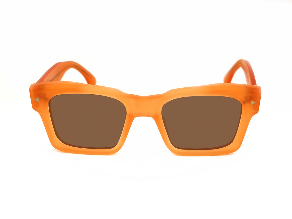 XLAB Unisex Campbell Sonnenbrillen Acetat Orange undurchsichtig Braun Quadratisch Polarisiert