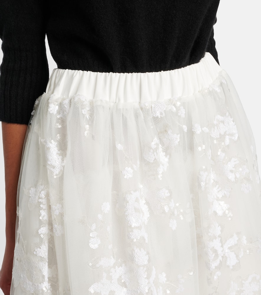 Sequined tulle midi skirt