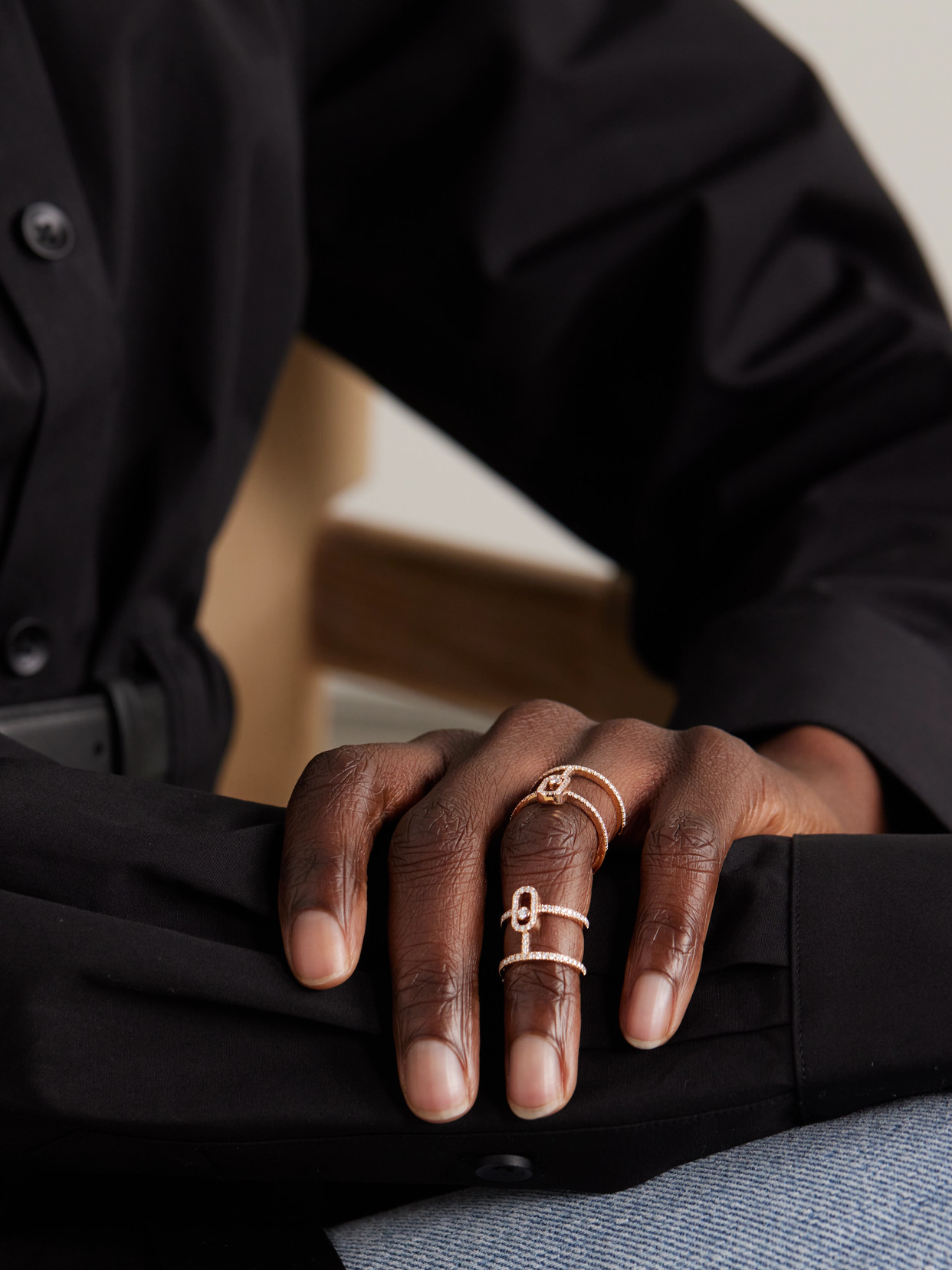 Move Uno Double Convertible 18-karat Rose Gold Diamond Ring - 50