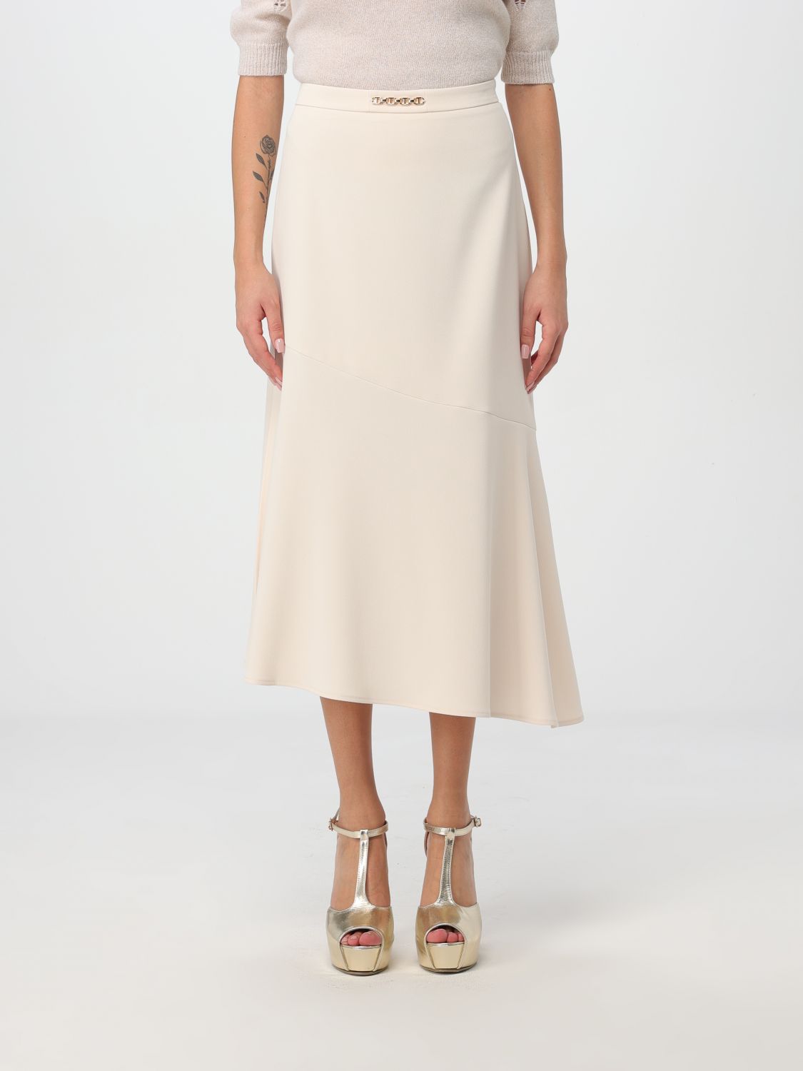T Chain midi skirt - White