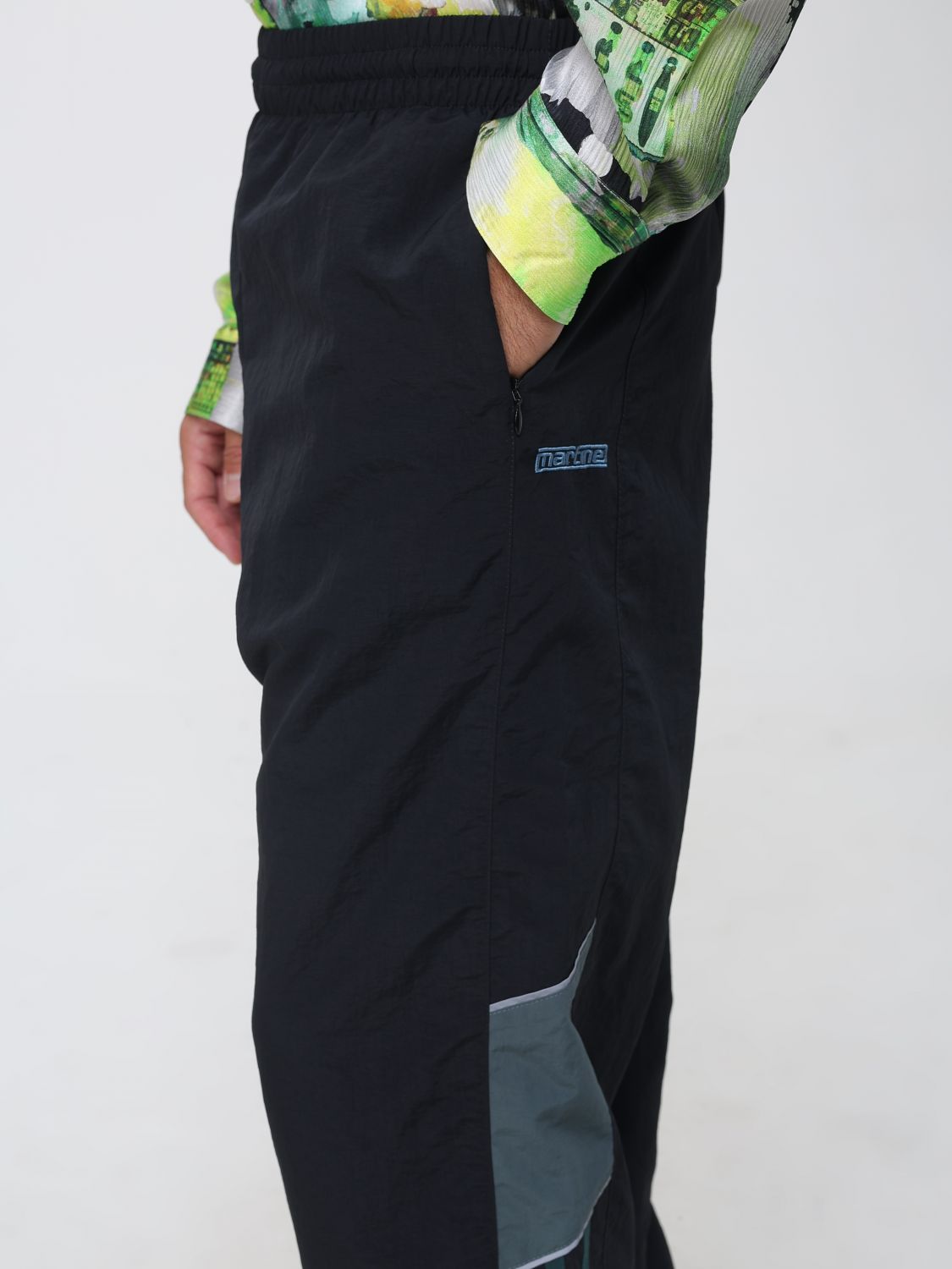 Panelled Trackpant Black Teal