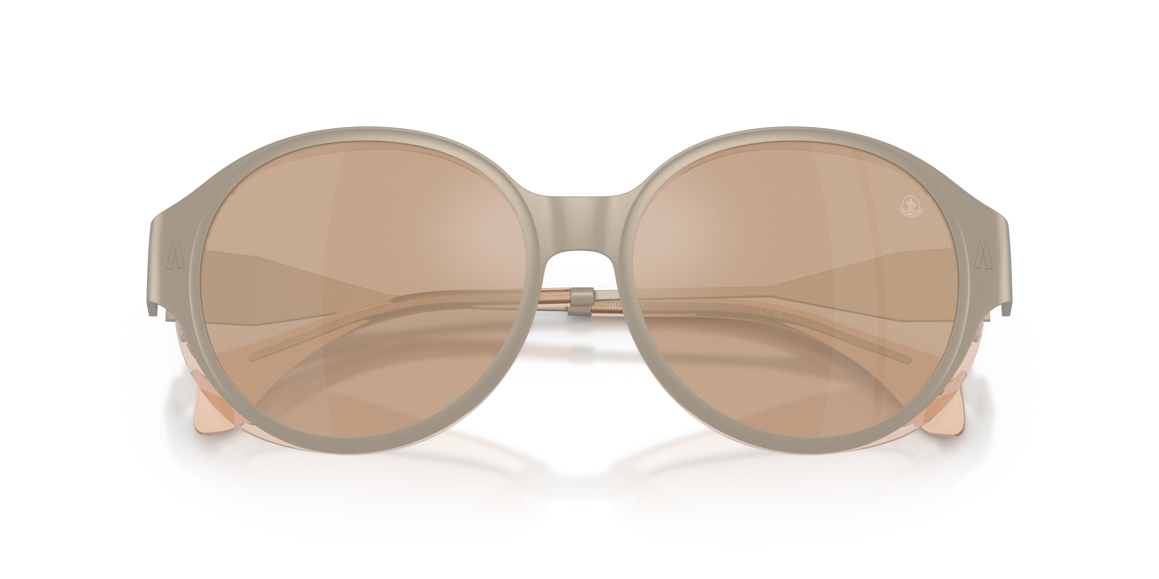 Moncler Unisex Moncler ME4005T AUROS 10035A Sunglasses Titanium Bronze Brown Round Normal Mirrored