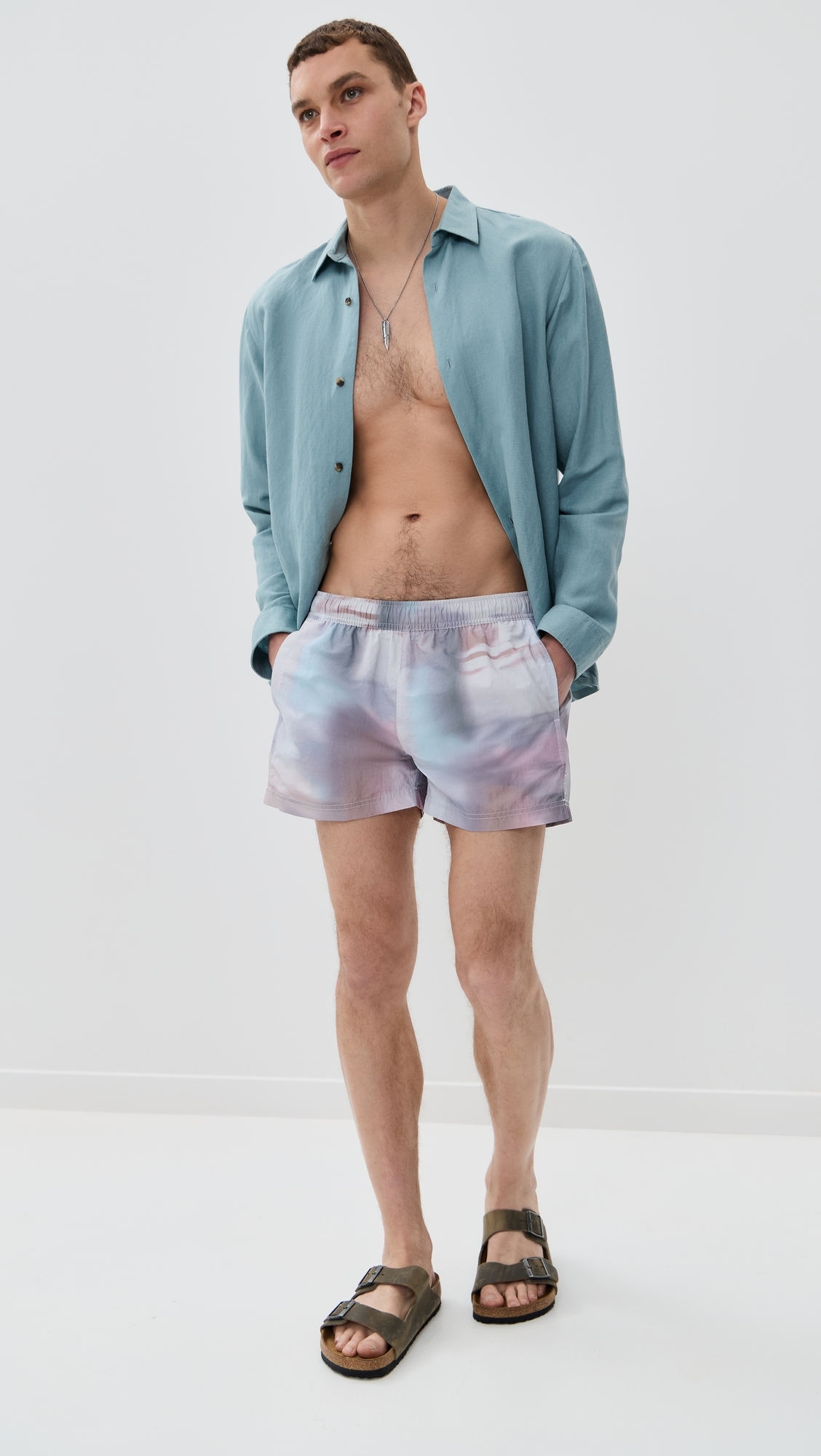 Printed Sebastian Swim Trunks 4 Painterly Blur