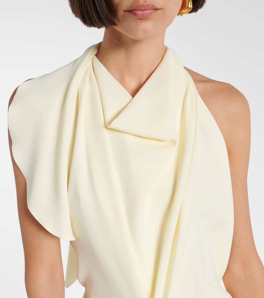 Gathered satin crepe midi dress