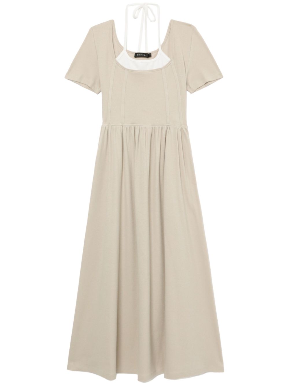Layered halterneck midi dress - Neutrals