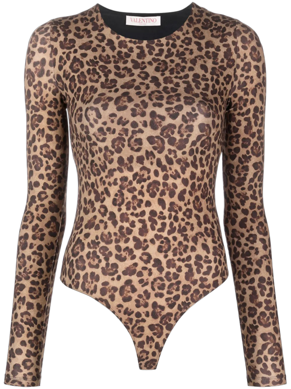 Leopard-Print Stretch Jersey Bodysuit — Beige