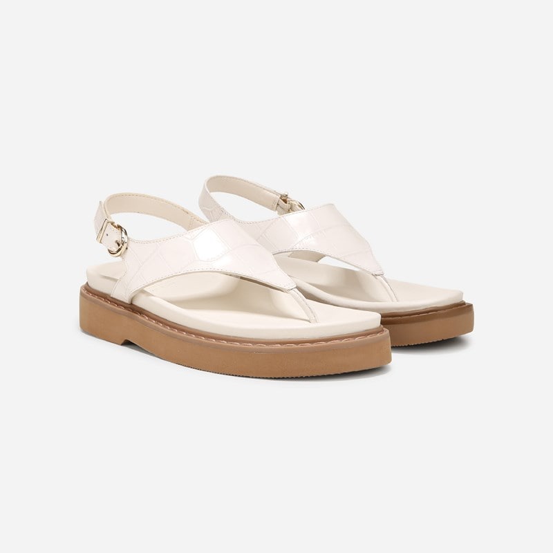 Laurel Sandals, Warm White Croco Print Leather