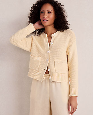 Ann Taylor Haven Well Within Cotton Link Stitch Cardigan