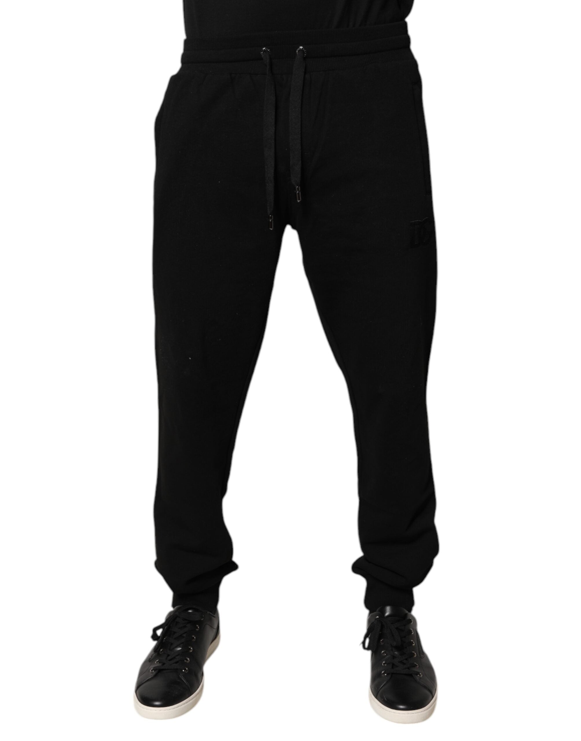Cotton Drawstring Joggers — Black