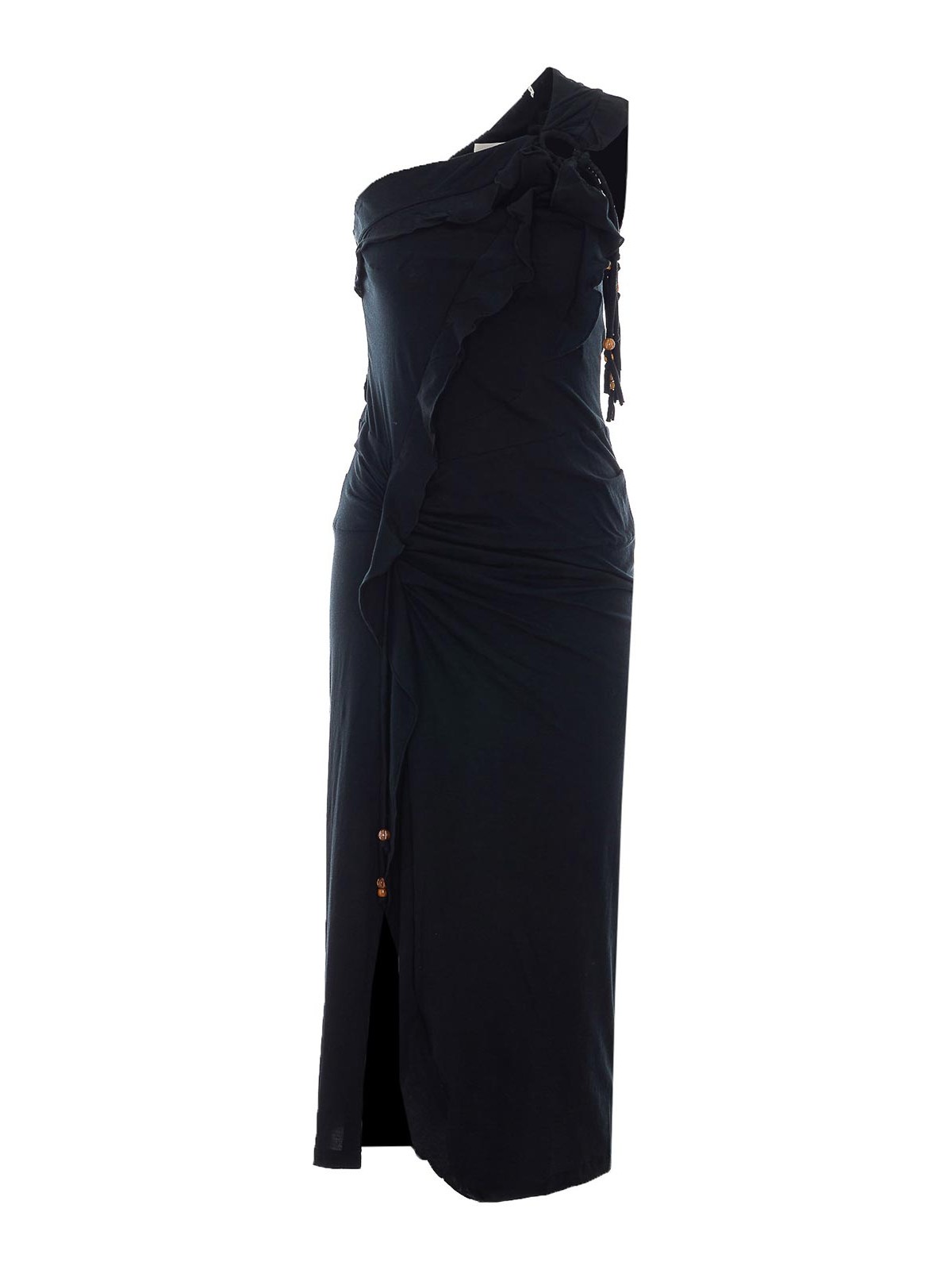 Isabel Marant - one shoulder midi dress drape ruffle button