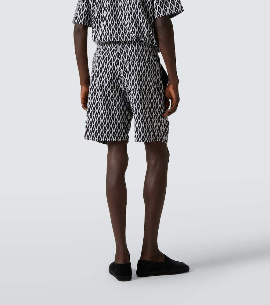 Printed cotton-blend terry shorts