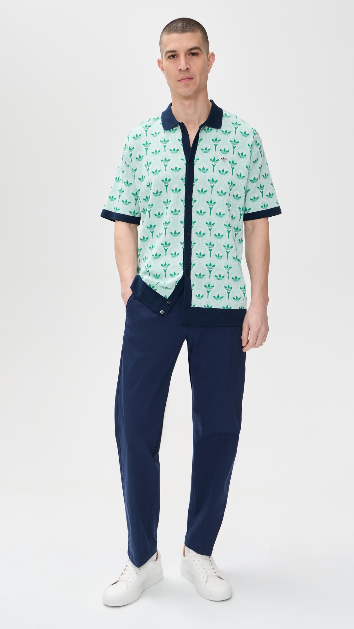 Originals Knit Polo White/Clear Mint/Court Green
