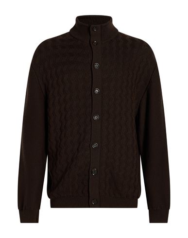 Man Cardigan Chocolate brown Size L Virgin Wool