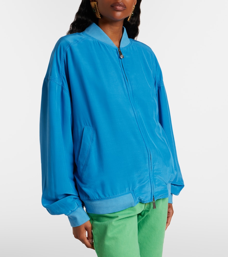 Oversized silk poplin blouson jacket