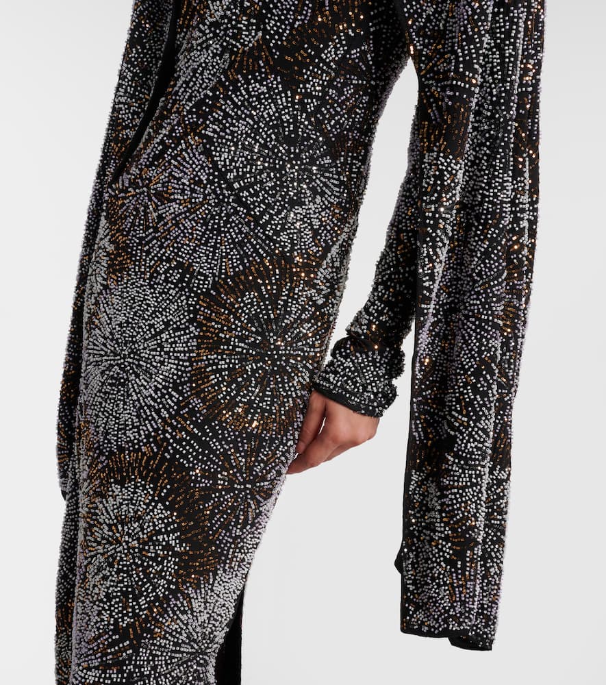 Embellished caped gown